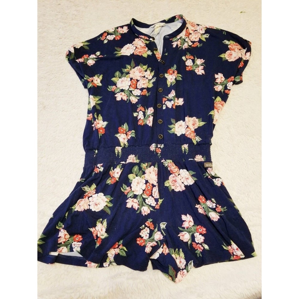 Matilda Jane Women's Navy Floral Be Bold Romper Soft Size Medium M